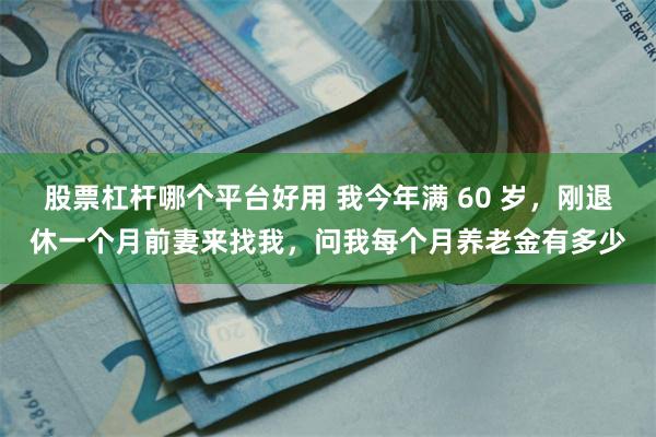 股票杠杆哪个平台好用 我今年满 60 岁，刚退休一个月前妻来找我，问我每个月养老金有多少