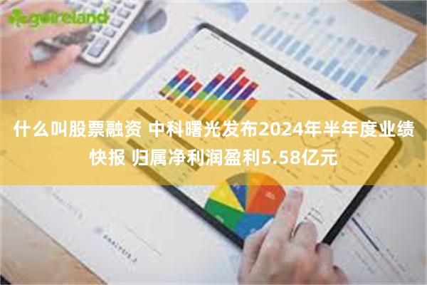 什么叫股票融资 中科曙光发布2024年半年度业绩快报 归属净利润盈利5.58亿元