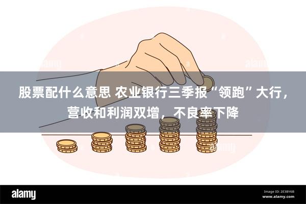 股票配什么意思 农业银行三季报“领跑”大行，营收和利润双增，不良率下降